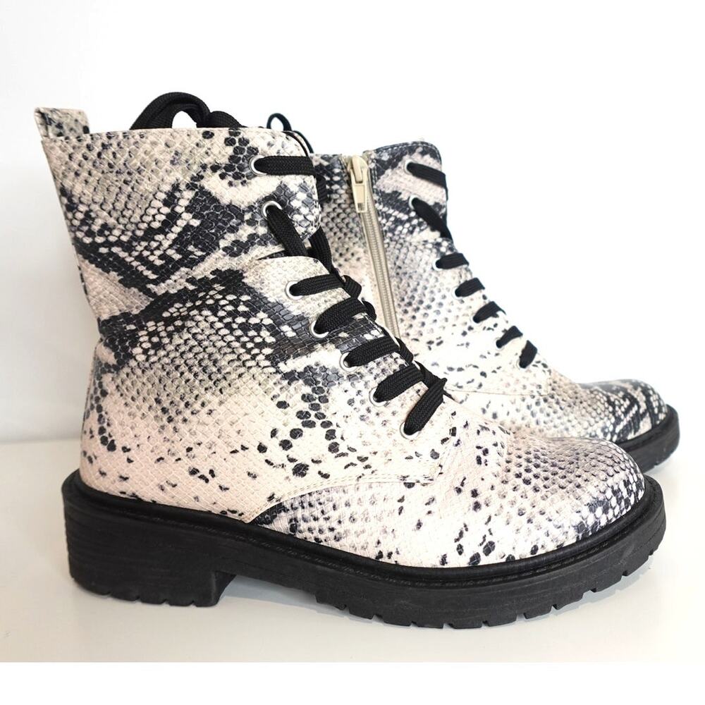 Madden Girl! / Aleena Faux Snakeskin Combat Boots
